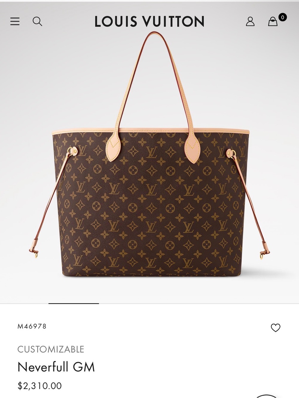 Louis Vuitton Monogram Neverfull GM Tote in Brown with Vachetta Trim